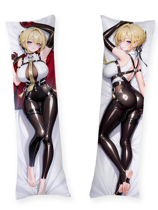 Evelyn latex noir et cape rouge dakimakura