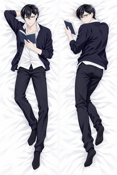 Sakamoto lisant en cardigan dakimakura