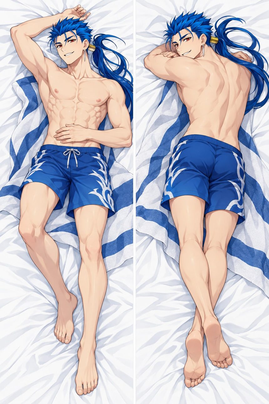Cu Chulainn Blue Swim Shorts Body Pillow