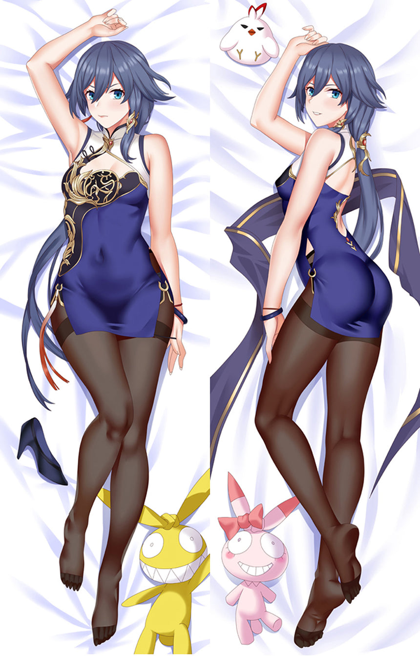 Fu Hua en qipao bleu marine dakimakura