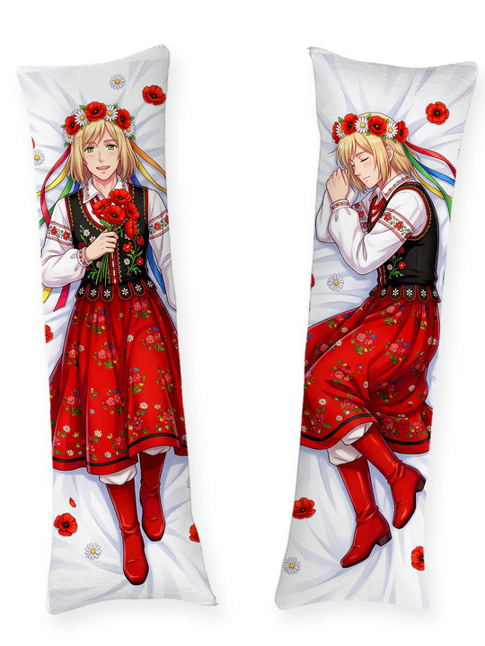 Hetalia Poland costume folklorique et couronne de fleurs dakimakura