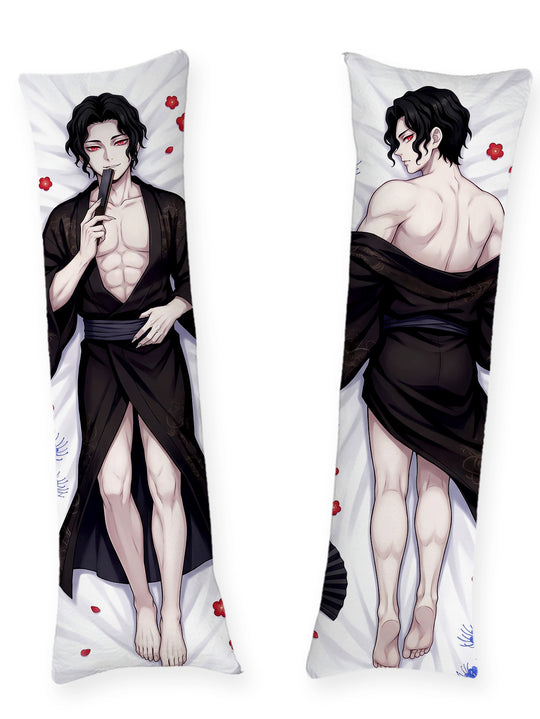 Muzan kimono noir entrouvert dakimakura