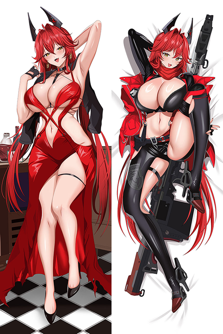 Red Hood Nikke robe rouge à bretelles dakimakura